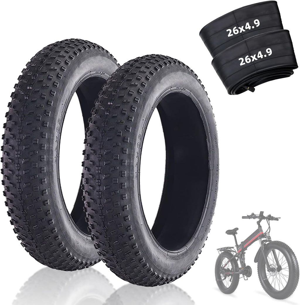 26 x 4.0/26 x 4.9 Inch Fat Tire Bike with Inner Tubes Kit:Replacement Adult Electric Bike Tire and Folding Inner Tube Set Compatible Wide Mountain Snow Tires,2 Pcs