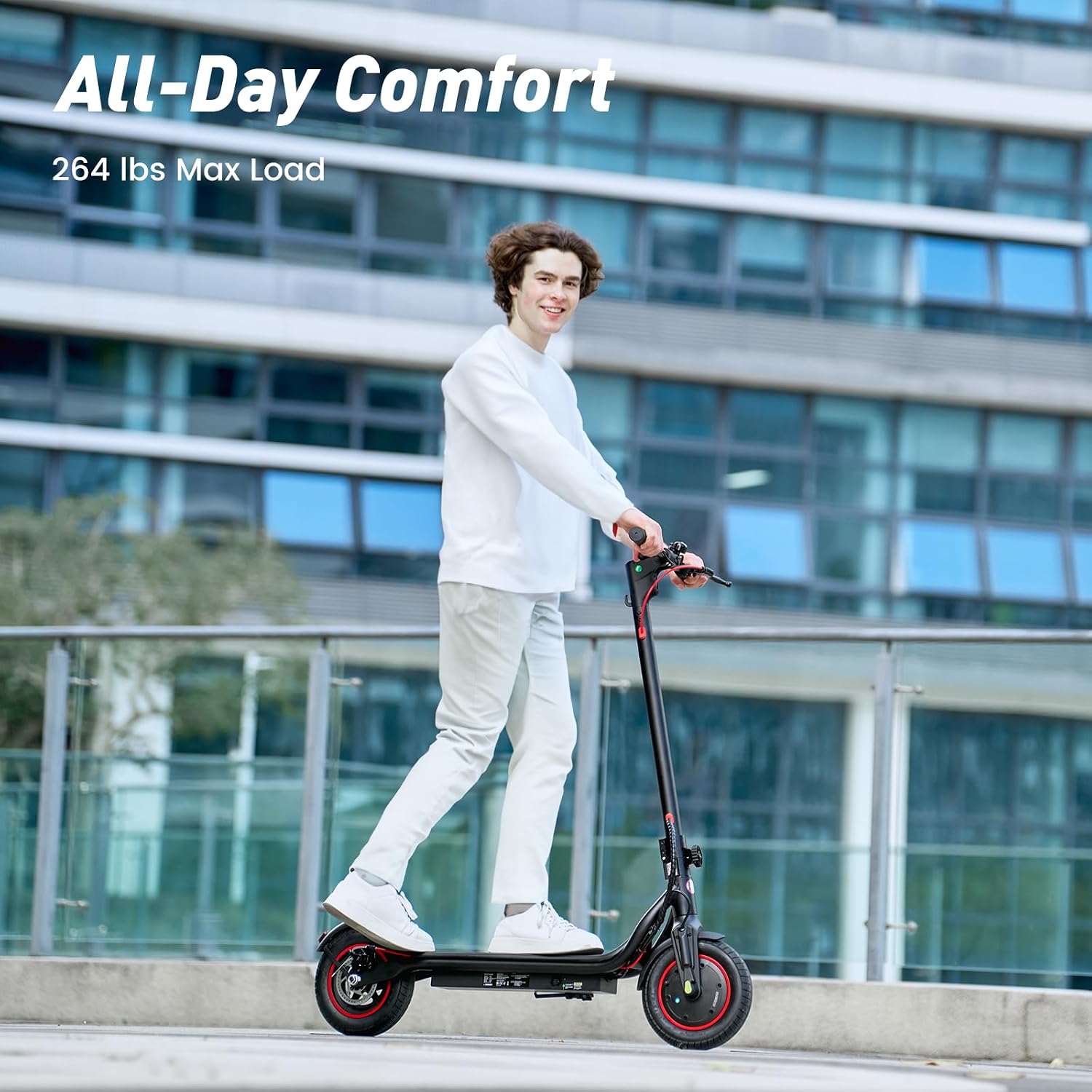 Electric Scooter, 28/22 Miles Range, 28/23 MPH Speed, 10' Tire, 1000/500W Powerful Motor, Disc Brake & Smart APP, with Lights, Portable Foldable Commuting Electric Scooter for Adults and Teens