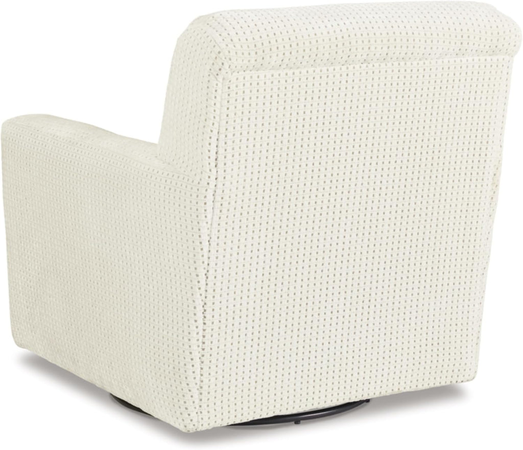 Signature Design by Ashley Herstow Casual Polka Dot Upholstered Swivel Glider Accent Chair, White & Beige
