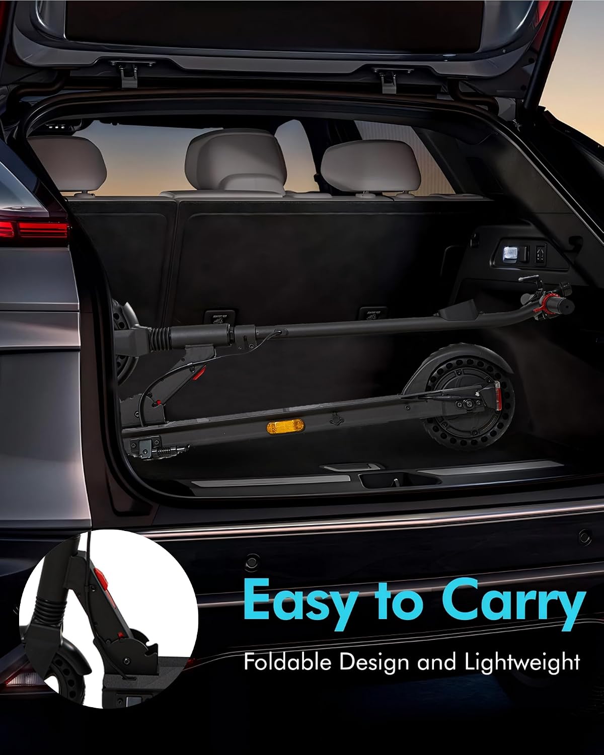 QnQ Electric Scooter 500W Peak Motor, 12 Miles Range & 15 MPH, 8' Flat-Free Tires, UL Certified, Foldable Electric Scooter for Adults, Teens and Big Kids