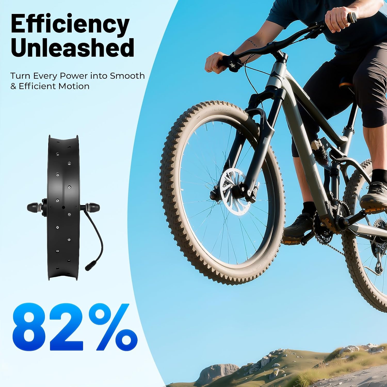 48V Electric Bicycle Conversion Kit, 20' 1000W Brushless Gearless Motor Kit for Electric Bicycle Front Wheel Frame Kit, Electricc Bicycles Motor Kit for Snow Fat Tire (Front Wheel)