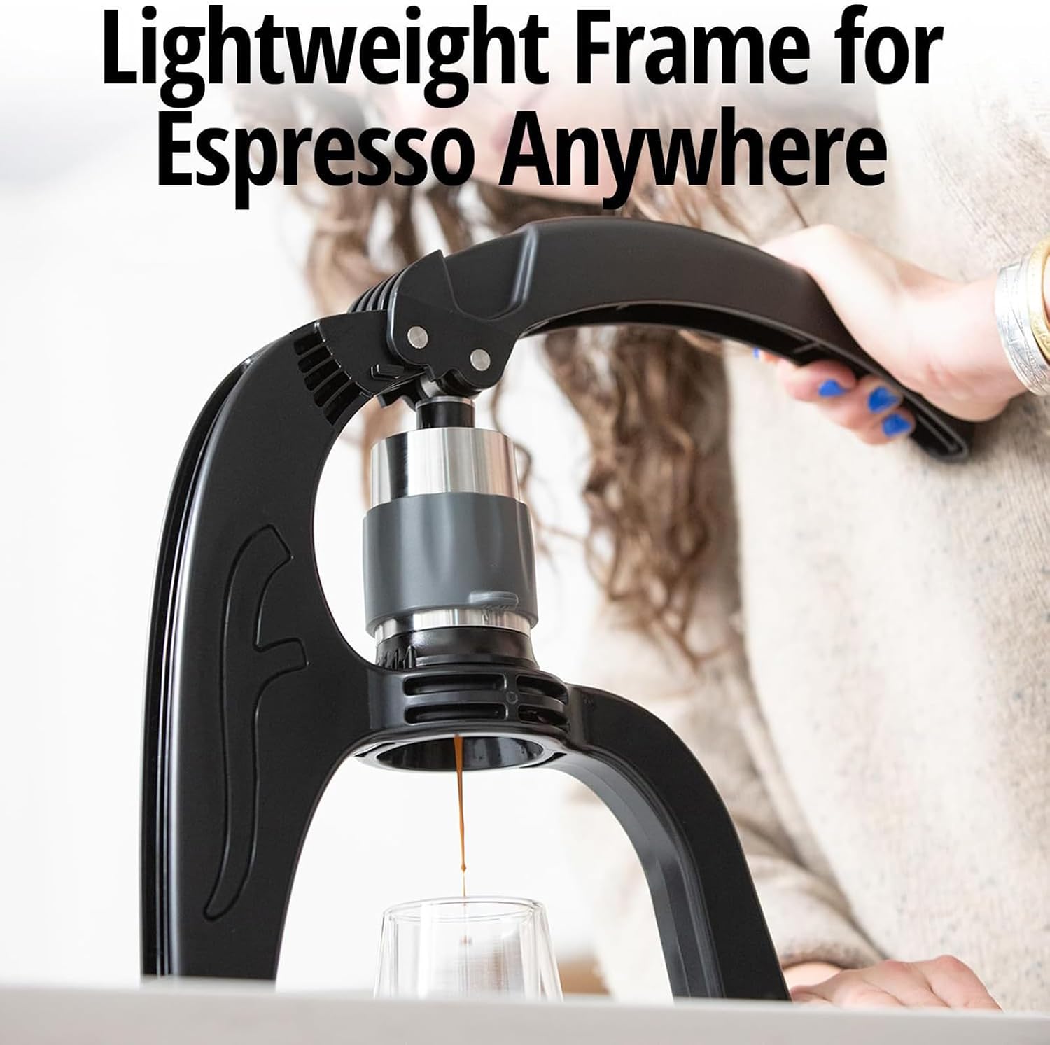 All Manual Lever Espresso Maker, with Stainless Steel Brew Head, Portable and Non-Electric, for The Home, Coffee Machine