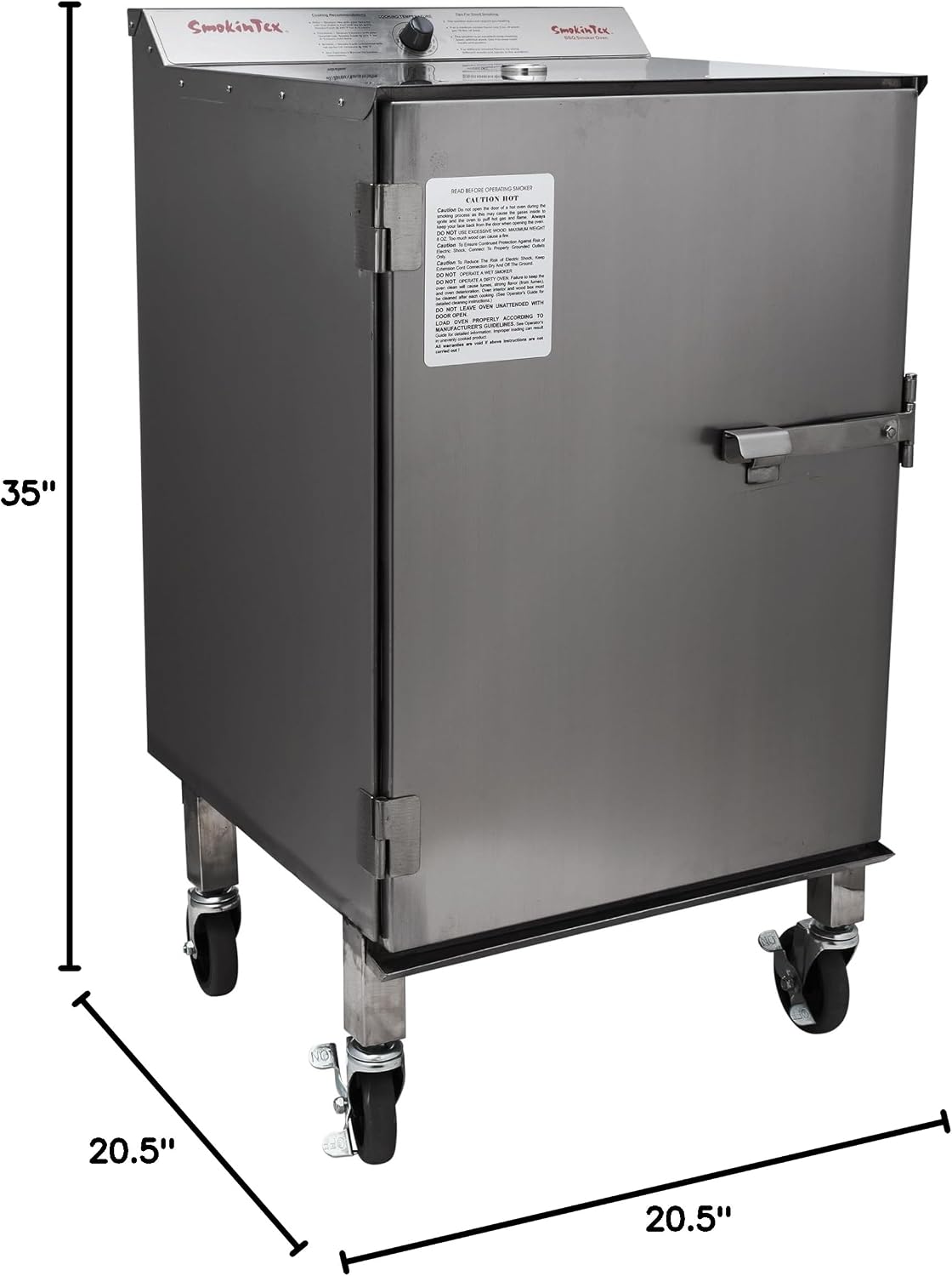 SmokinTex 'The Pitmaster' Series High-Capacity Electric Smoker – 700W Stainless Steel Meat Smoker, Temperature Control for Meat, Seafood, Vegetables, BBQ – Portable with Locking Wheels