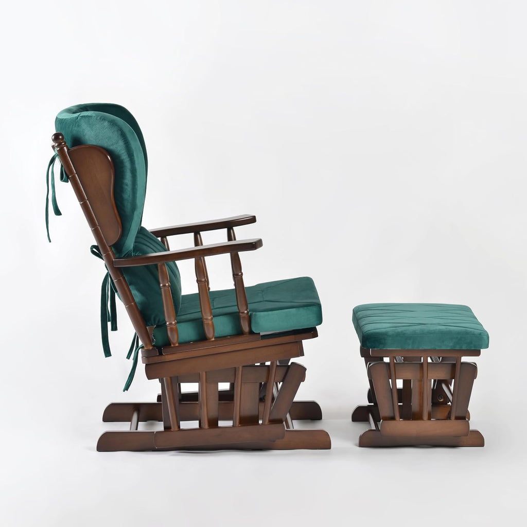 Comfort Deluxe Glider Chair and Ottoman Set (Green)