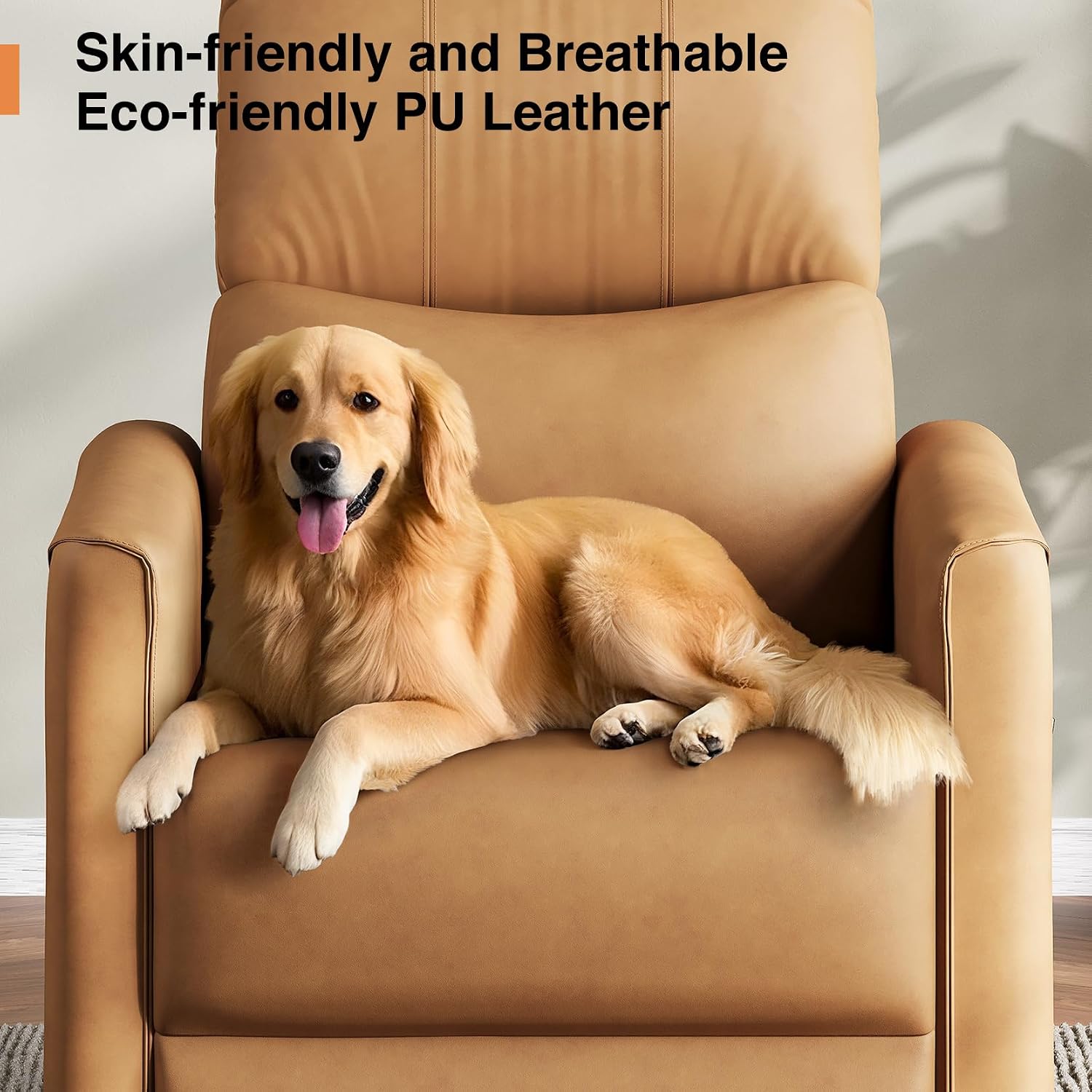 Welzona Power Swivel Rocker Recliner, 360° Swivel Nursery Rocking Chair, PU Leather Glider Rocking Recliner, Infinite Position Electric Chair for Adults with USB Port for Living Room, Amber Yellow