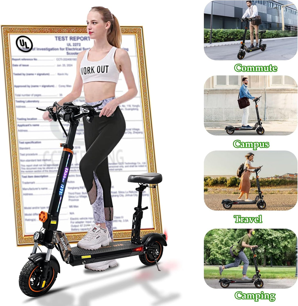 Electric Scooter for Adults, 5600W/1500W/1200W/800W Motor Fast Electric Scooter, 46/40/35 MPH Top Speed, 27Ah/20.8Ah/15.6Ah Battery, 10/11' Off Road Tire Foldable E-Scooter for Commuter Outdoor campus