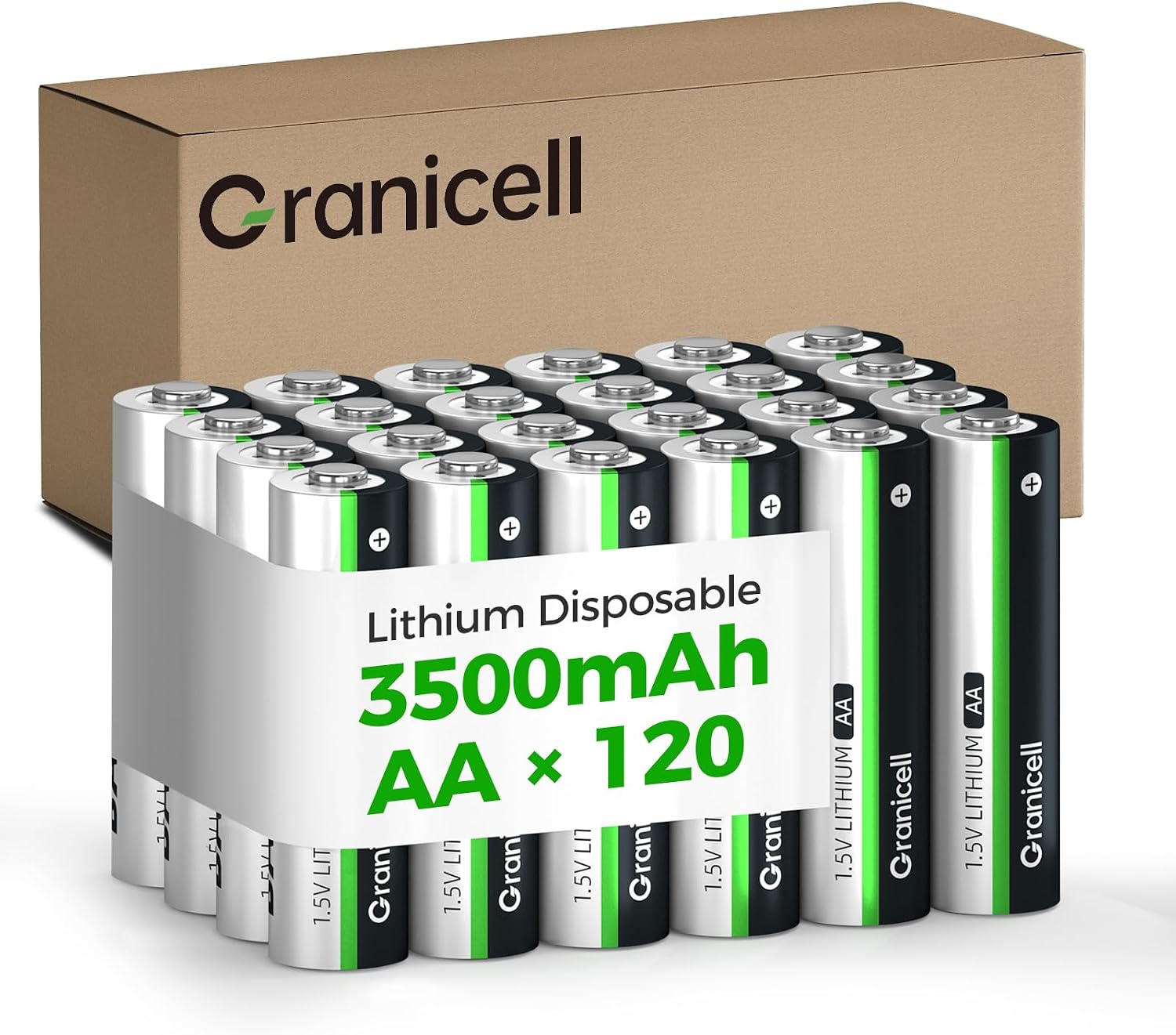 Granicell 120-Pack 3500mAh Lithium AA Batteries | 1.5V for Blink Cameras, Smart Locks, Alarms & Tech Devices | 10-Year Life, Leak-Proof, Extreme-Temp Resistant (Non-Rechargeable)