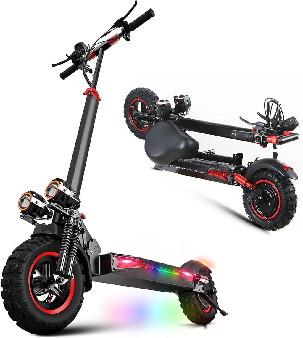 Offroad Electric Scooter Adults with Seat - 28-34 Miles Long Range & 25/34 Mph Fast Electric Scooters, 1200W All Terrian Escooter for Adult,Height Adjustable,Dual Suspensions Foldable Scooter