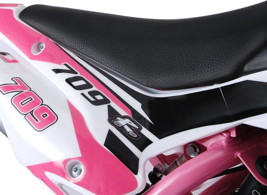 50cc Kids Dirt Bike 2-Stroke, Gas Power Motorcycle Off Road Motocross Gas Dirt Bike with Front Rear Disc Brakes for Beginner Motocross Bikes for Kids 8-12 (Max 30KM/H 150KG Load) Pink