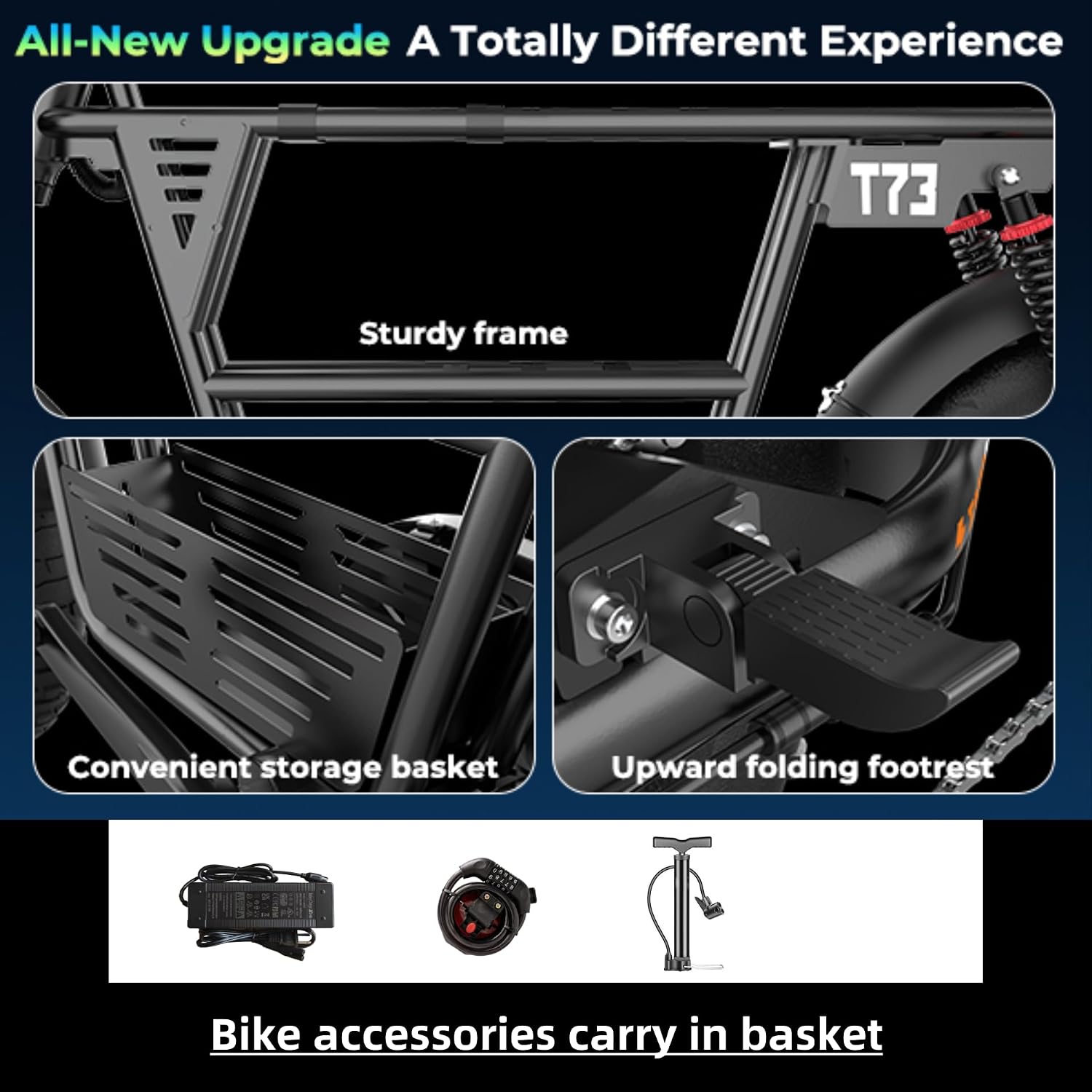 Tamobyke Premium T73 Series Electric Bike for Adults,48V15Ah/36Ah/41Ah Large Battery,1000W/1500W/3000W Powerful Motor, 28/33/37.5Mph Max Speed,20''*4'' Fat Tire E-Bike for Commute/Off-Road. Age 15+.