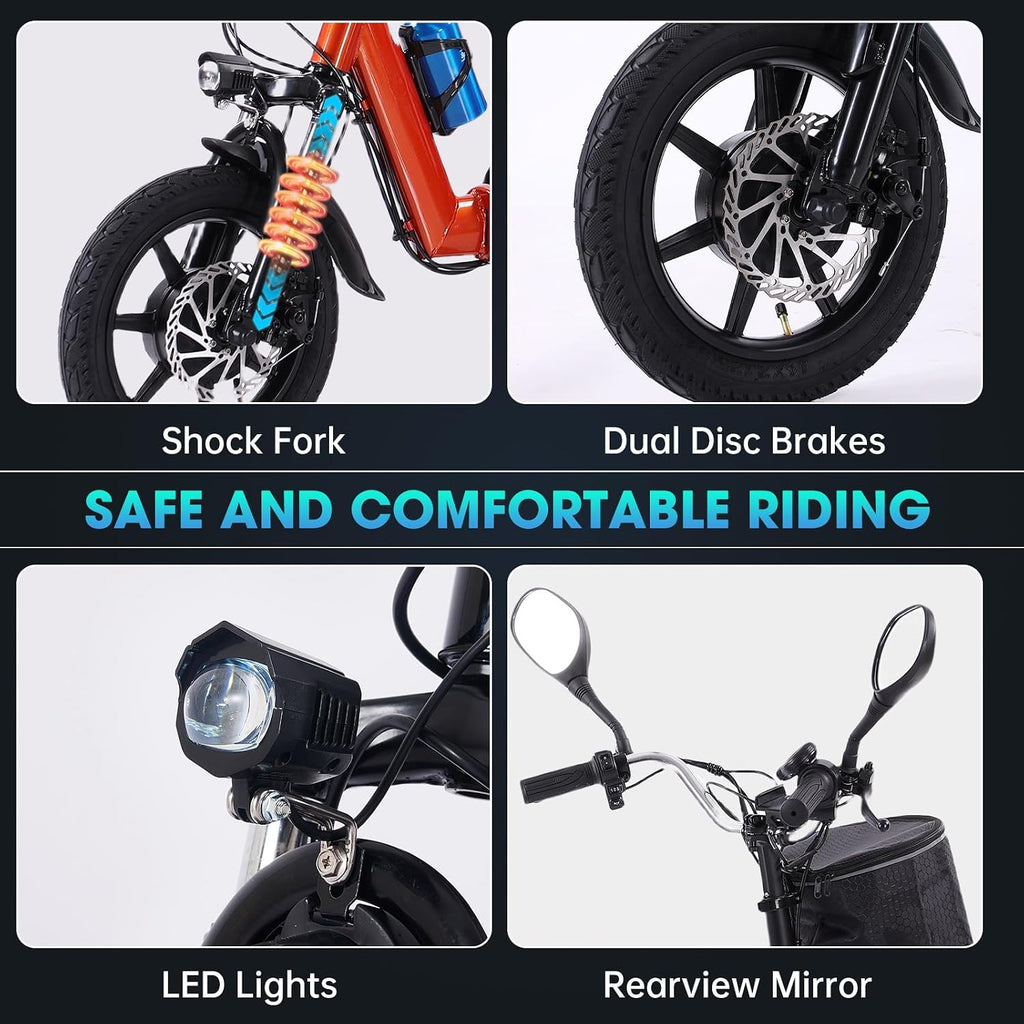 E Trike Electric Bike, 350W(Peak 500W) Brushless Motor Folding Trike, 2 Seats Ebike, 480Wh Removable Battery, Step-Thru 3 Wheel Electric Bicycle, Up to 45 Miles, Tricycle for Adults Parents