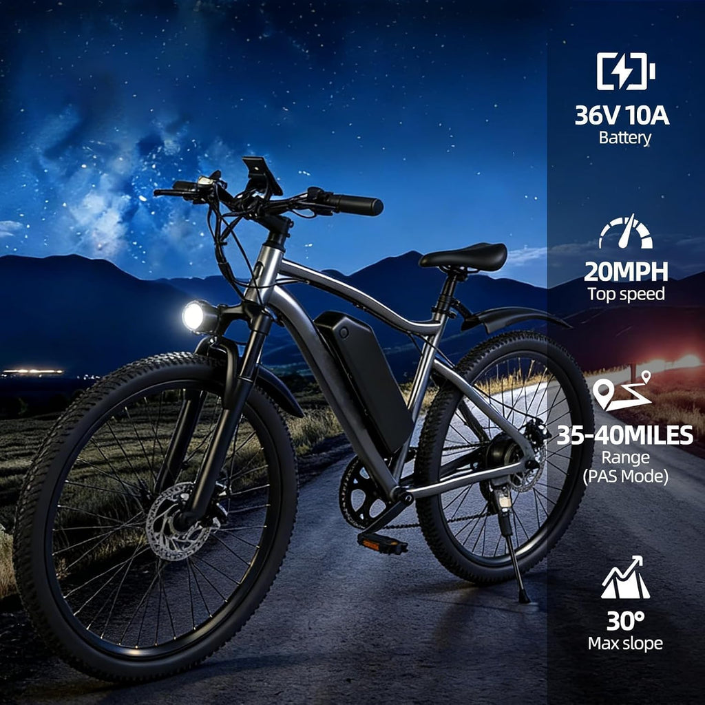 Electric Bike for Adults, Peak 750W Brushless Motor, Top Speed 25 mph, Range 35-40 Miles, 26-inch Mountain E-Bikes, Unisex Commuter Suitable Cit/Mountain/Road Use，7 Speed/UL Certified ebikes