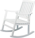 JONATHAN Y RCK102C Penny Classic Slat-Back 300-Lbs Support Acacia Wood Patio Outdoor Rocking Chair for Garden, Lawn, Backyard, Pool, Deck, Beach, Firepit, White
