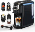 CAFELFFE MK-603 Mini Multi Pod Coffee Maker, 4 in 1 Hot/Cold Single Serve Capsule Espresso Machine, Compatible with K Cup* Pods, Nes* Original,DG* Capsules and Ground Coffee, Fast Brew, Black