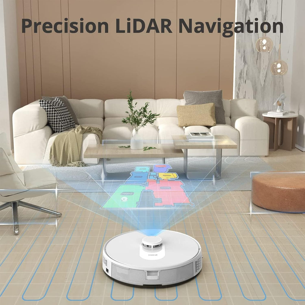 + 360 S8 Robot Vacuum and Mop Combo, LiDAR Navigation, 2700Pa Strong Suction, Compatible with Alexa, WiFi, Smart APP Control Mapping, Ideal for Carpet and Pet Hair
