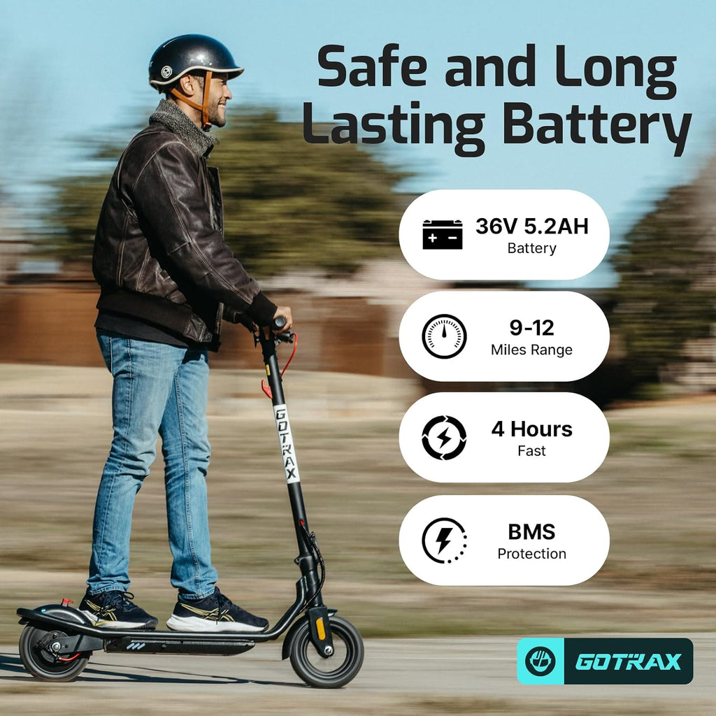 Gotrax Electric Scooter for Adults, Max 12 Mile Range & 15.5Mph by 250W Motor, 8.5' Front Air & Rear Solid Tires, Max Load 220lbs & Big Display with Cruise Control, Foldable EScooter EABS & Drum Brake