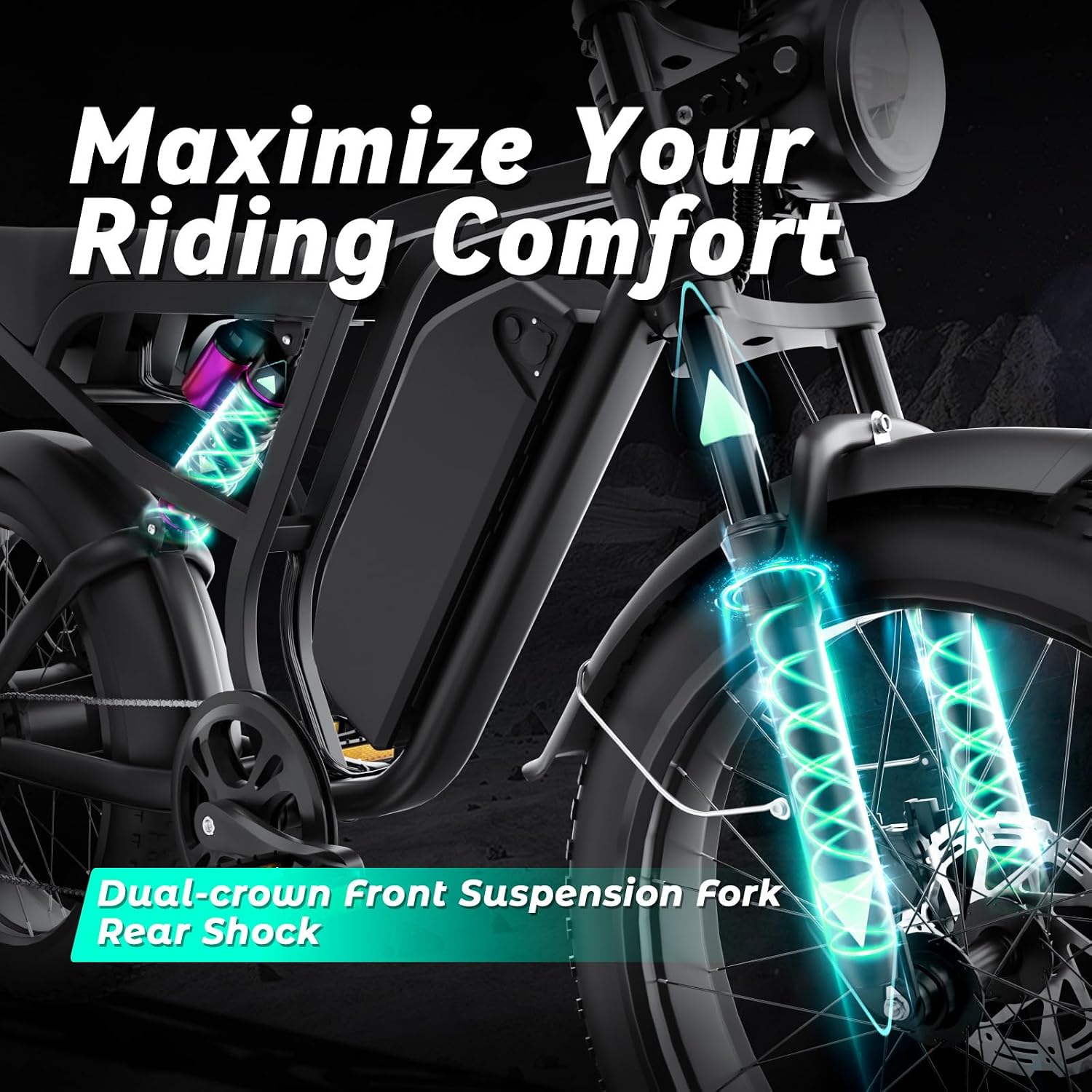 Electric Bike for Adults, 1500W 35MPH 52V, 20AH Battery Ebike, Max 40-60 Miles Electric Motorcycle, 20' Fat Tire Dirt Bike,7-Speed