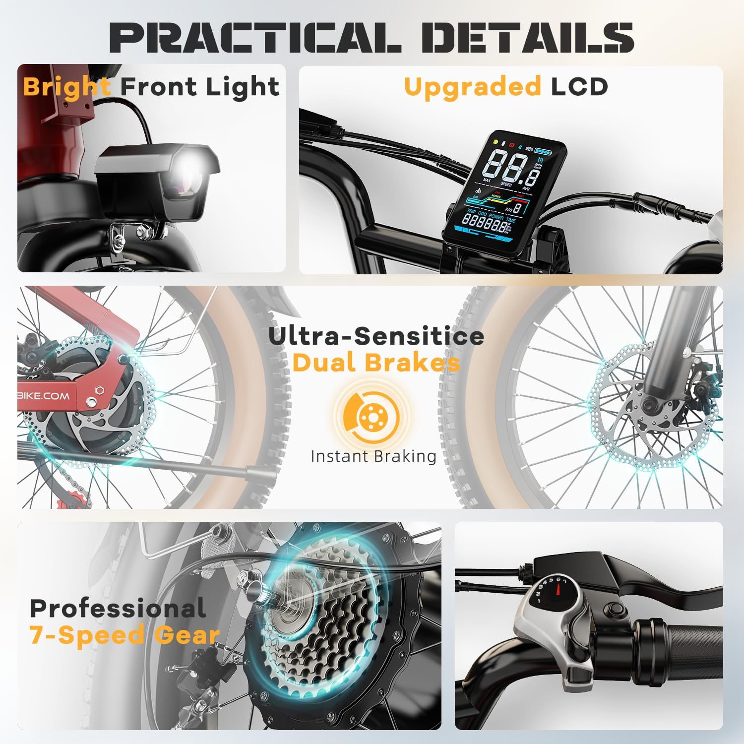 SASIKEIBIKE 1500W Electric Bike for Adults Full Suspension,48/52v 20AH Electric Dirt Bike with 20' x 4.0 Fat Tire,70 Miles Electric Bicycle, Ebike for Snow, Mountains, Road UL Certified