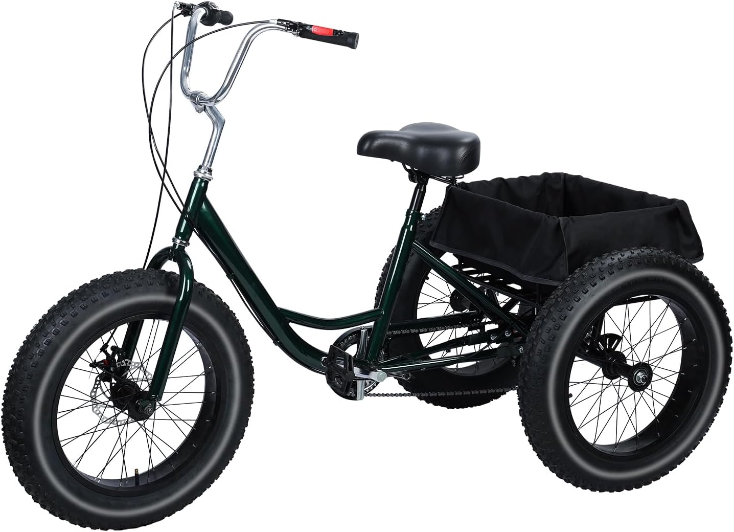 Tricycle for Adults, 20 Inch Fat Tire Trike for Adults, 7-Speed Adult Tricycle 20x4 Fat Tire Trike with Dual Disc Brakes & Rear Basket, 450lbs Capacity Cruiser 3 Wheel Bikes
