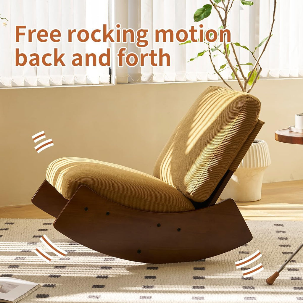 MFFM Comfortable Nursery Glider Rocking Chair, Upholstery Glider Chair, Solid Wood Frame, Perfect for Multiple Settings Accent Reading Chair for Bedroom,Living Room,Babyroom (Yellow-2pcs)