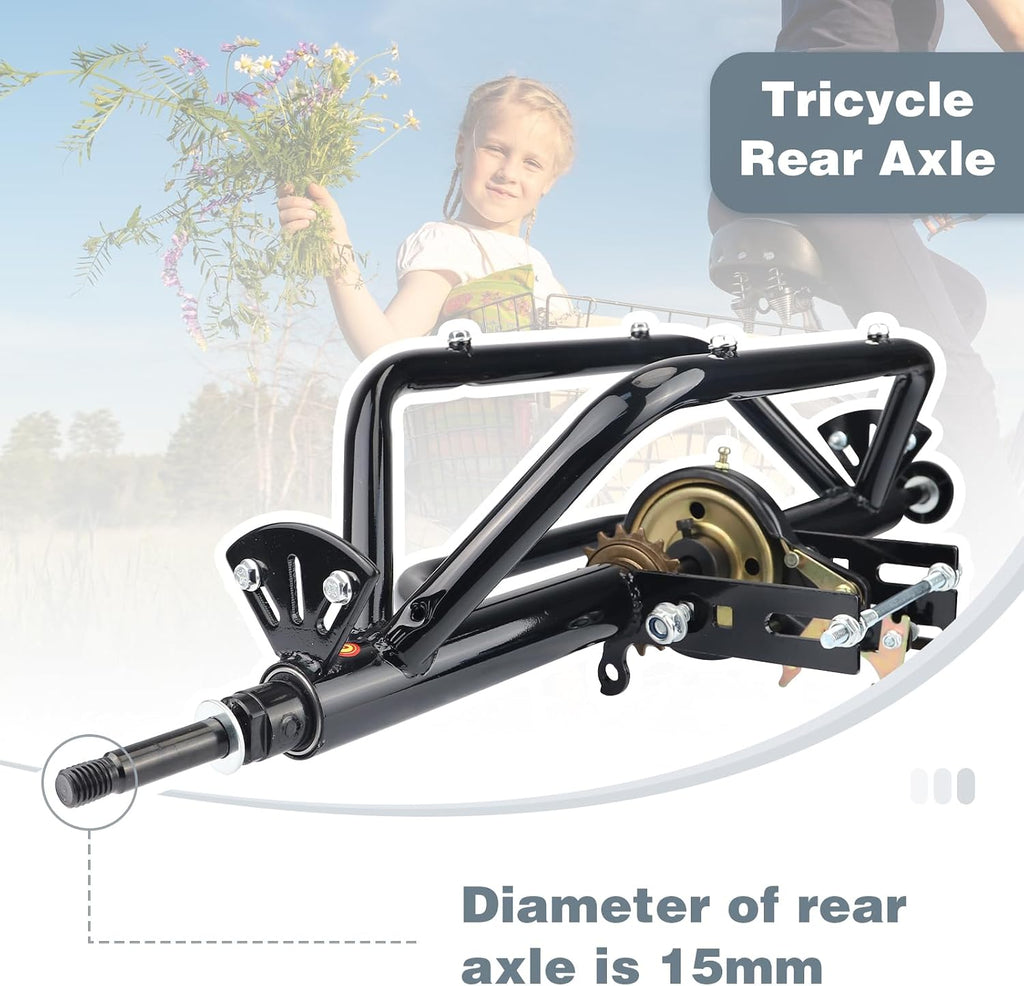 WEEROCK 20' 24' 26' Tricycle Rear Axle Tricycle Conversion Kit Single Speed/ 7 Speeds for 20 24 26 Inch Adult Tricycle, Trike, 3 Wheel Bikes，Black