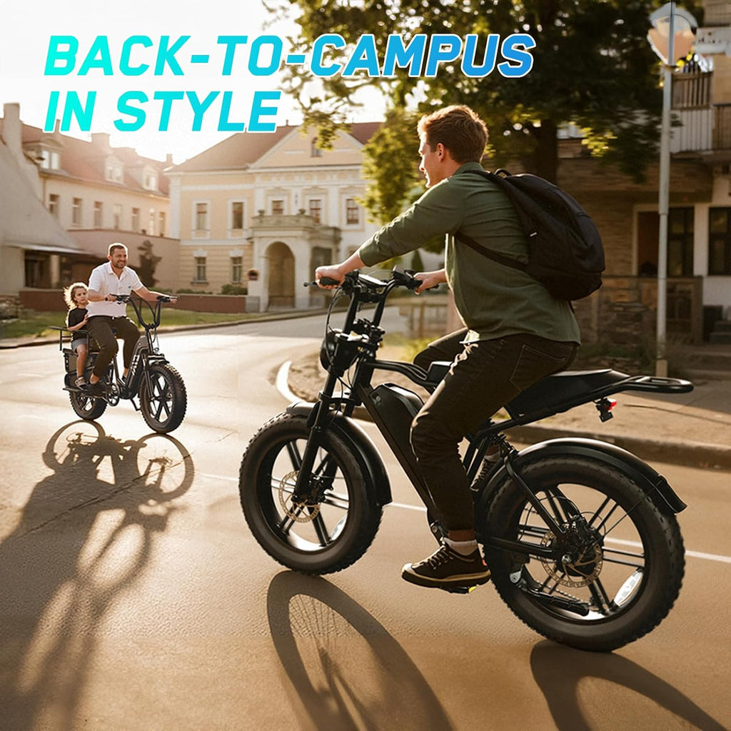 TST Electric Bike for Adults, 1500W Peak Motor 60/100 Miles Fat Tire Ebike with 48V 15Ah/25Ah Removable Battery 20' Electric Dirt Bike Full Suspension and 7-Speed