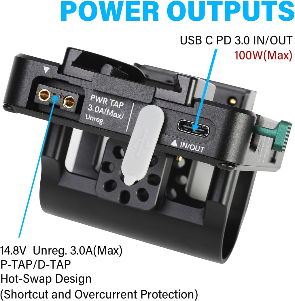V-Mount Battery Plate for Tilta Ring Grip, Hot Swap Power Module Compatible with Tilta Ring Grip Power System, Support Tilta Ring V Mount Accessory & Basic Ring Grip Accessories for Camera Rig