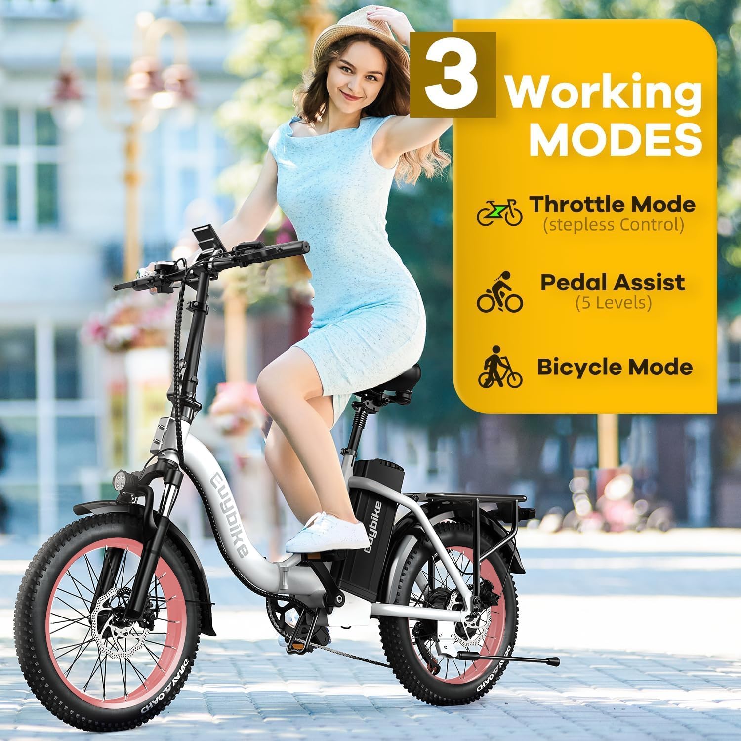 1000W Folding Electric Bike,48V 20AH Removable Battery E Bike,80 Miles Max Range Electric Bike for Adults,20' Fat Tire Foldable ebike,Adult Electric Bicycle for Commute Beach Snow