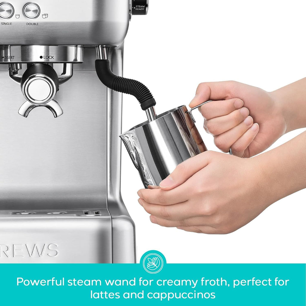 CASABREWS 5700Pro Espresso Machine with Grinder, Professional Coffee Maker with Milk Frother Steam Wand, Barista-Quality Cappuccino Latte Machine with LCD Display, Great for Coffee Enthusiasts