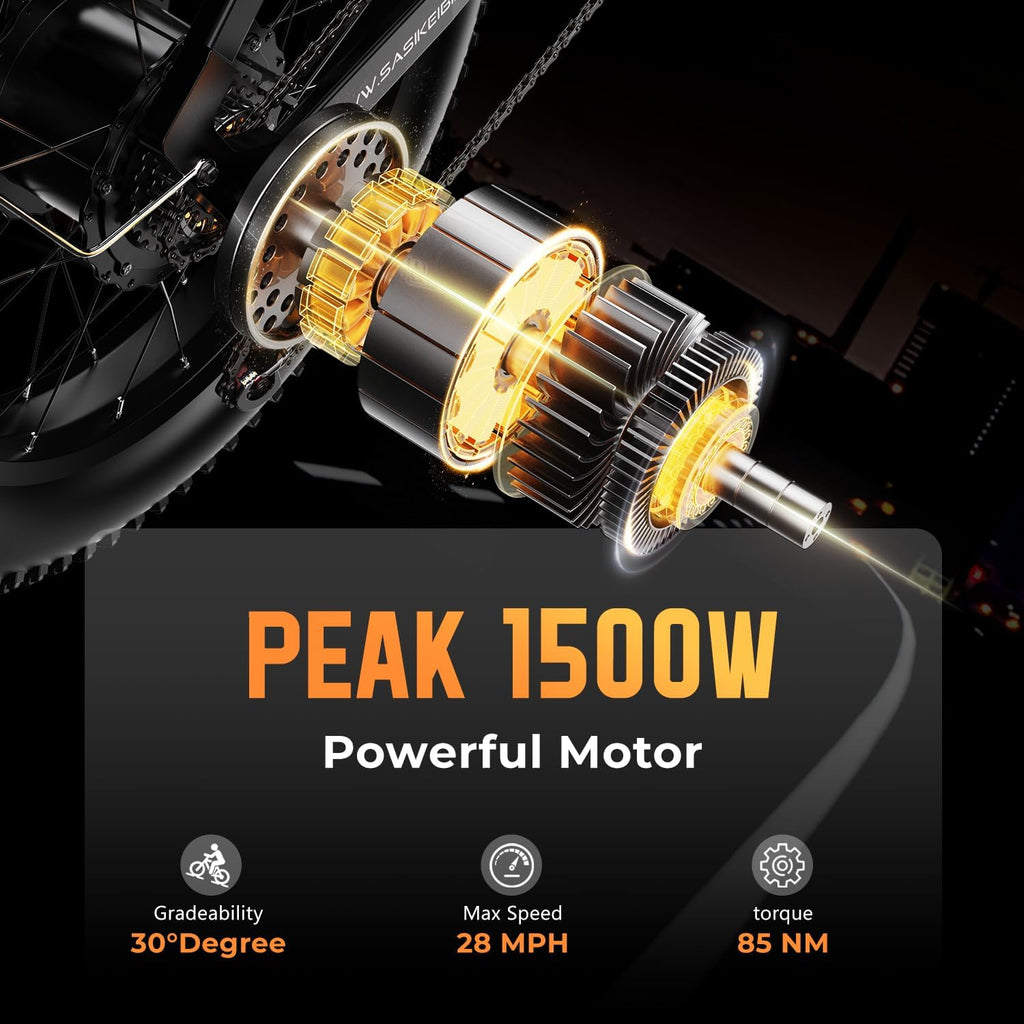 EUY Electric Bike for Adults, 1500W Peak Motor Ebike, 48V20Ah, 20'' x 4.0'' Fat Tire Electric Mountain Bike, Commute E Bike with 70 Miles, 7 Speed and Dual Suspension Electric Bicycle