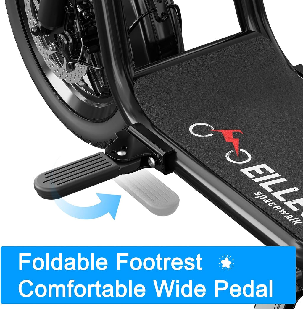 EILLEO Electric Scooter with 3 Seats for Adults Power by 500W Peak Motor, E Bike with 14' Pneumatic Tire and 20 Miles Range&17.4Mph, Electric Bicycle for Women/Man Black