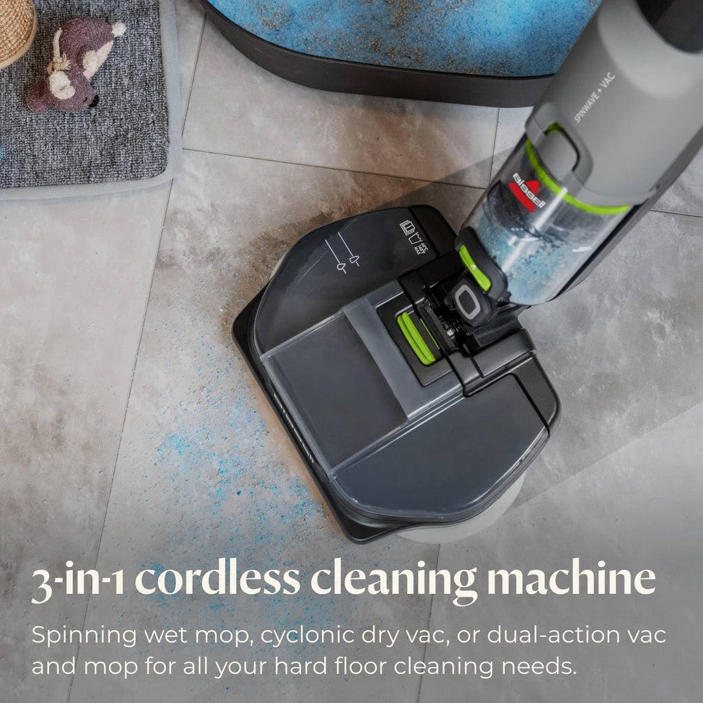Bissell® SpinWave® + Vac Cordless, Hard Floor Spin Mop + Vacuum, Lay-Flat, Multi-Use Cleaning, Hard Floor Sanitize Formula Included