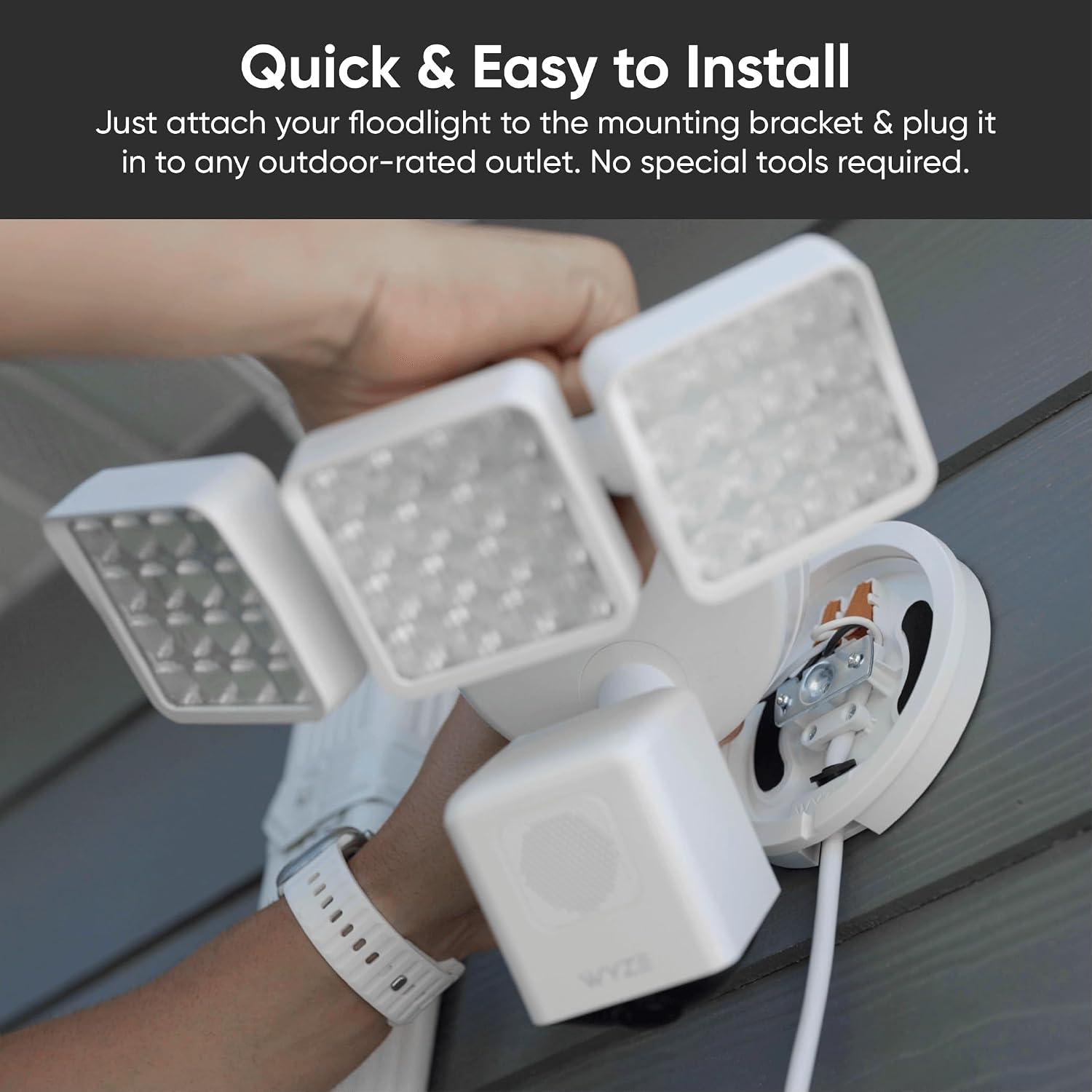 WYZE Floodlight Camera Pro with Plug-in Mount, PCMag Editor's Choice 3000-Lumen LEDs, 2.5K HD Outdoor Security Camera, Color Night Vision, Wall Mount with 20ft Power Cable, Easy Installation (White)