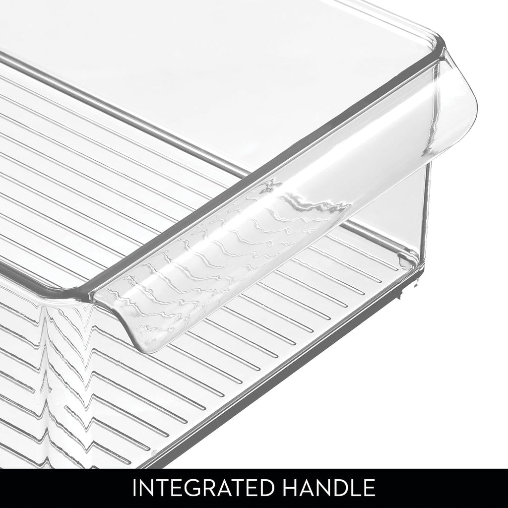 iDesign Large Stackable Fridge or Freezer Bin with Front Handle - Set of 6 - Clear - Made in USA
