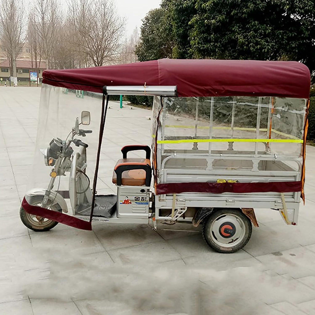 Electric Tricycle Awning, SANBENGZI Dump Truck Rainproof Tarpaulin, 3 Wheel Cargo Trike Windshield,Adult Tricycle Bike Cover (Size : L:150cm/55in W:95cm/37in)