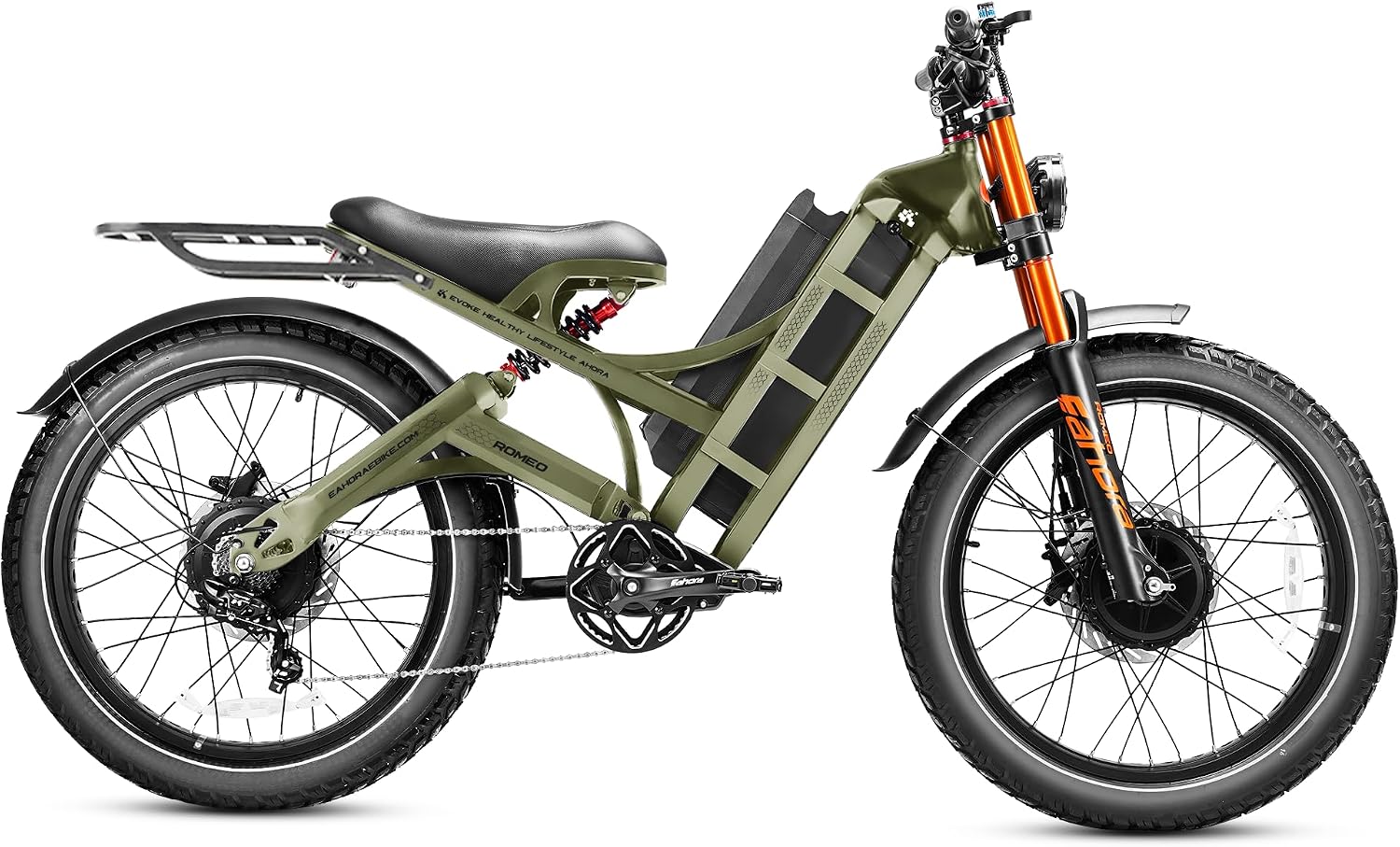 eAhora Romeo Pro 3 Electric Bike for Adults, 5600W 50MPH Dual Motor Ebike, 60V 80AH 250Miles Long Range Electric Bike, 26' *4.0 Fat Tire Electric Mountain Bike Full Suspension Off-Road E-Bike