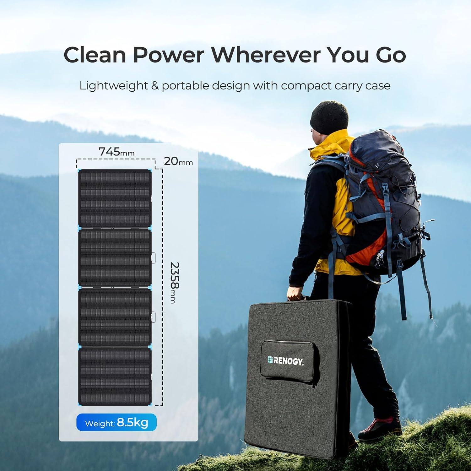RENOGY REGO 300 Watt Portable Solar Panel, Renogy Solar Panels Lightweight and Durable, 25% High Efficiency, 300W Foldable Solar Panel Charger for Power Station, RV, Camping, Off-Grid, Home Backup