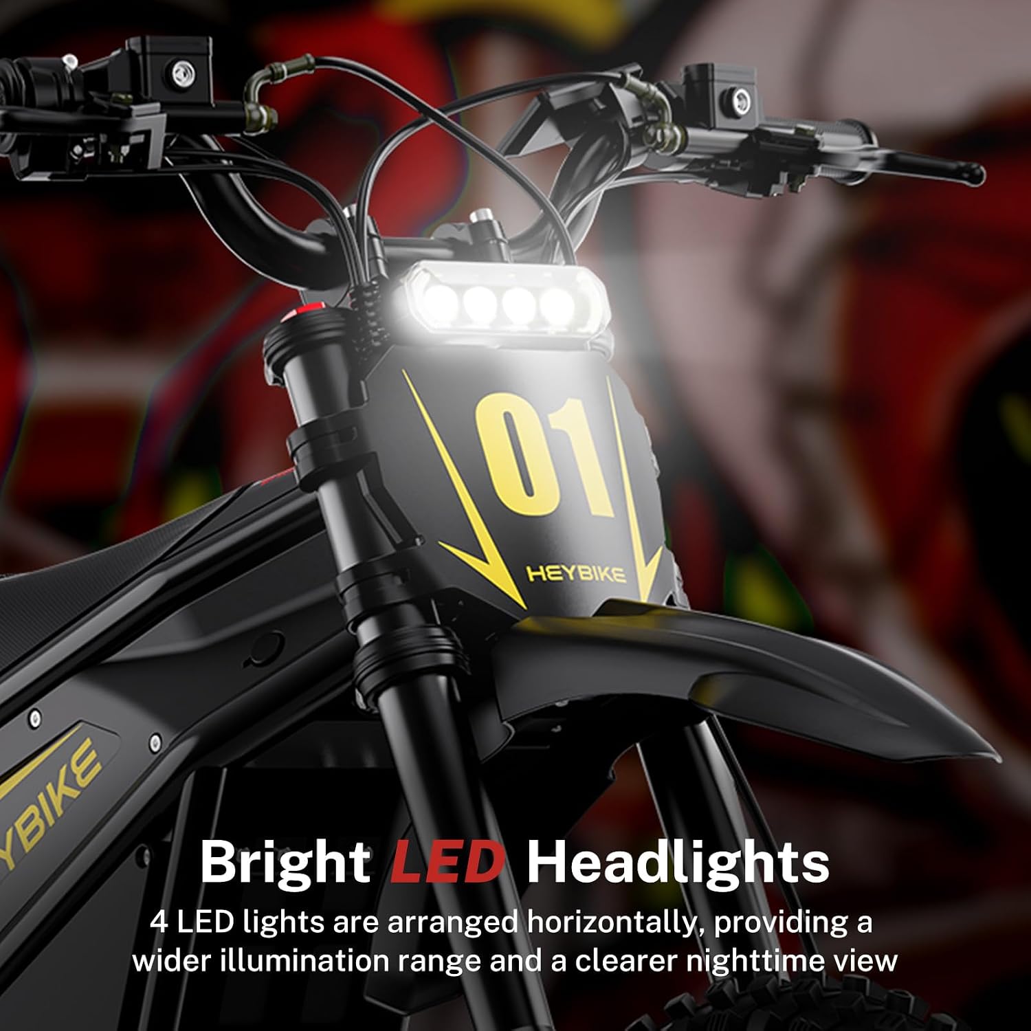 Heybike Villain Electric Dirt Bike, 4160W E Dirt Bike with 52V 26AH Battery, 14'/12' Fat Tire Electric Motorcycle for Teens, Max 45MPH Ebike with Reversing Function（Set of 2; Black*2）