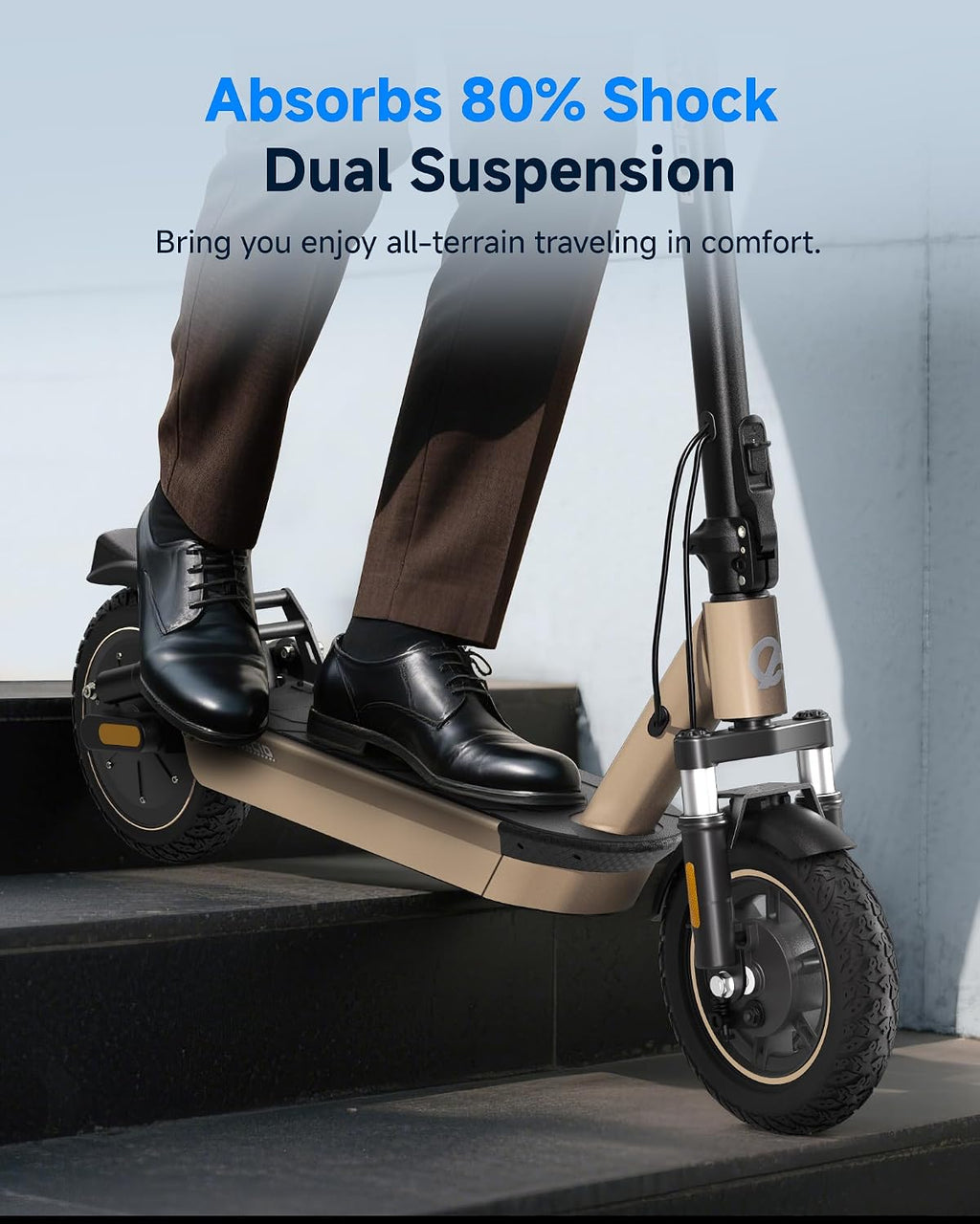ECOROAD EC10 Electric Scooter for Adults, 750W Motor & 25 MPH & 32 Miles Long Range, 10' Tires with Dual Suspension, Foldable Commuting E Scooter with App Control