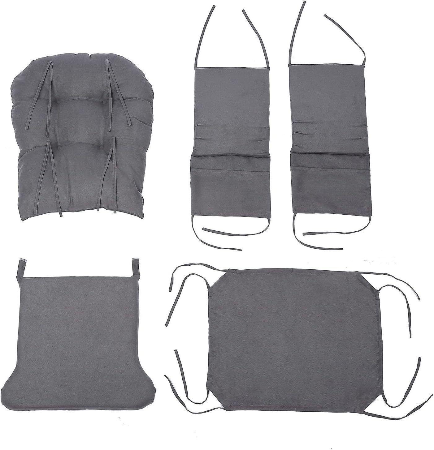 Glider Rocker Replacement Cushions, 5 PCS Soft Velvet Replacement Cushions for Glider Rocker with Storage Washable Non Slip for Glider Rocking Chair (Color : Light Gray)