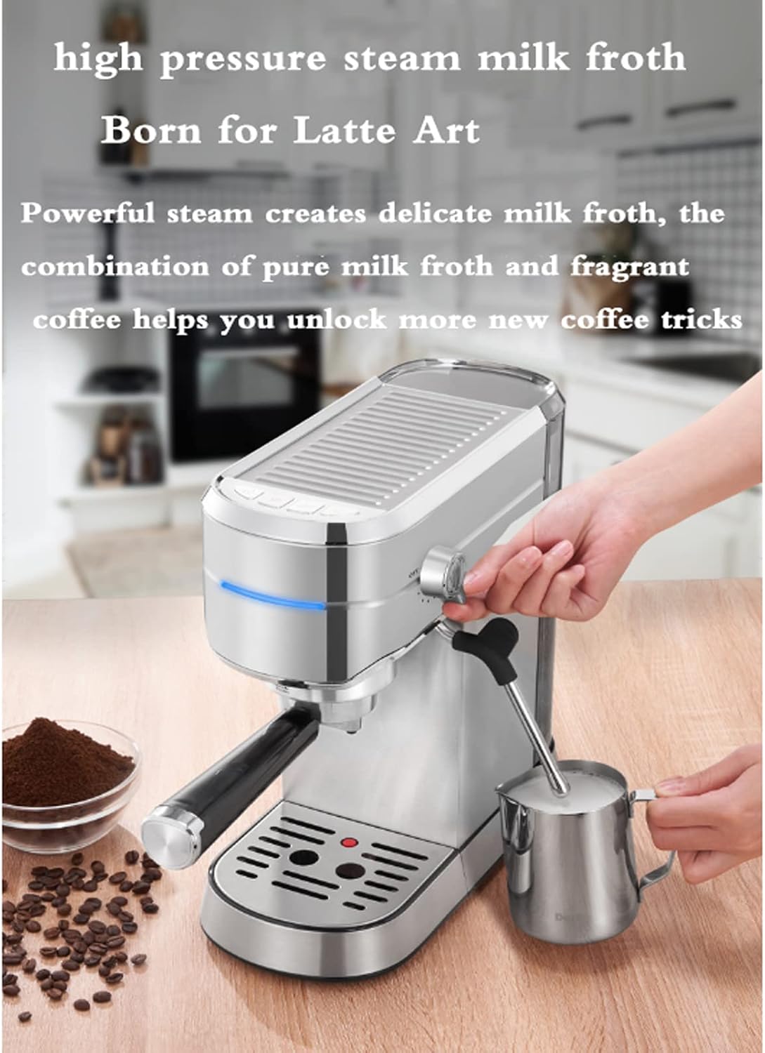 Coffee machine Espresso Machine Fully Semi-Automatic Italian Milk Froth Coffee Machine, 15Bar Pressure, 92° Constant Temperature Extraction, Suitable For Cappuccino Mocha