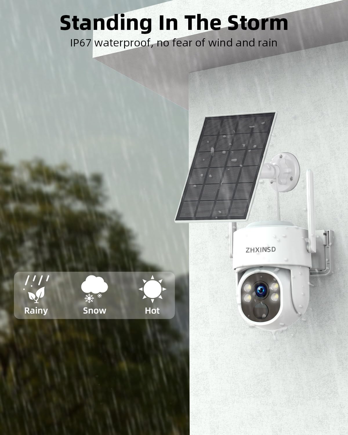 2.5K Outdoor Solar Wireless Security Camera System, 4-Camera Kit with 10' Monitor for Home Surveillance 360° View, 2.4/5GHz WiFi, Forever Power, 64GB Storage, No Subscription, No Monthly Fee