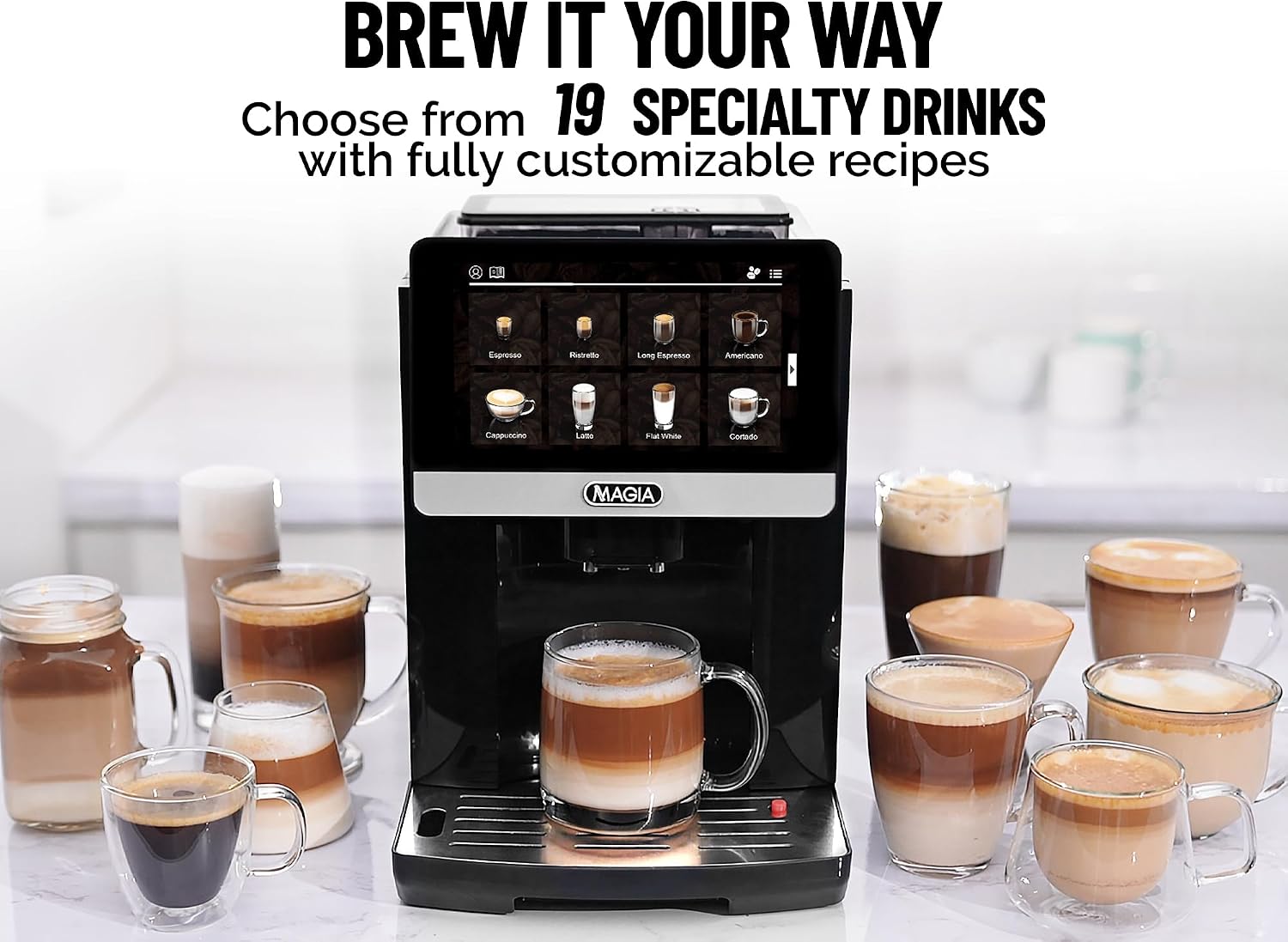 Zulay Magia Fully Automatic Espresso Machine With Grinder - 19 Customizable Coffee Options - Auto-Cleaning For Easy Maintenance - Milk-Foam System For Latte, Cappuccino, Macchiato - OG Silver