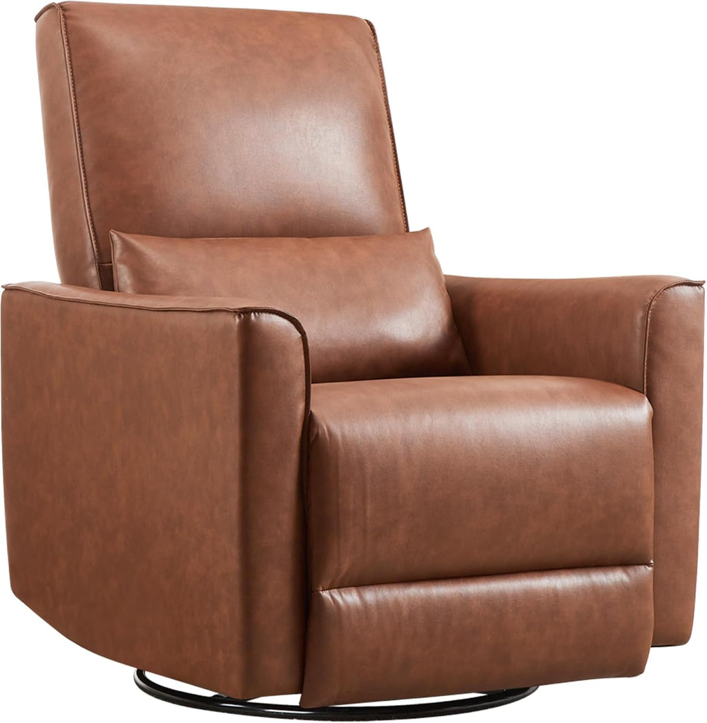 IDEALHOUSE Swivel Rocking Nursery Recliner Chair Rocker Recliner Glider Deep Seat PU Leather Sofa Chair with high Backrest for Nursery, Living Room, Bedroom & Home Movie Theater (Chocolate)