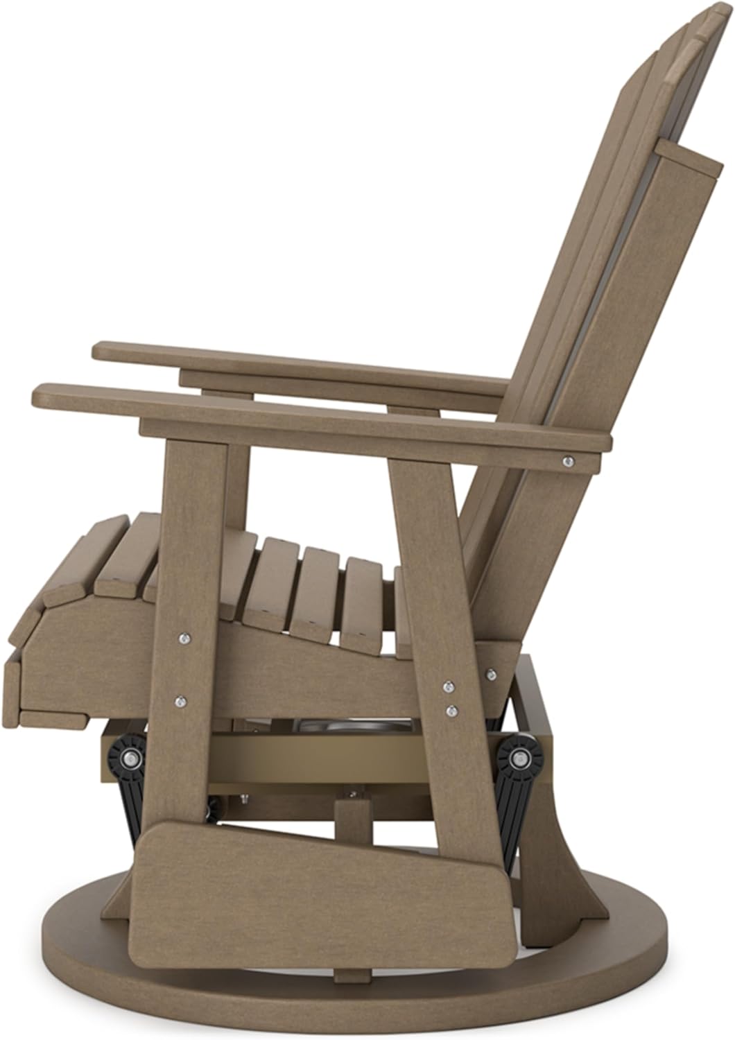 Signature Design by Ashley Hyland Wave Contemporary Swivel Glider Adirondack Chair with 360-Degree Swivel, Weather Resistant HDPE, 18' Seat Height, Brown