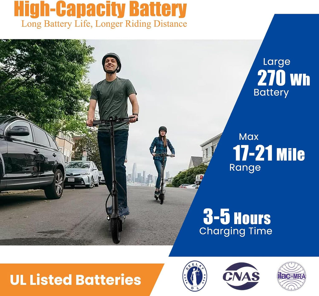 Electric Scooter, 500W Motor, Top Speed 19MPH, 21 Miles Long Range, Foldable Electric Scooter for Adults with Dual Brakes and App Control, 8.5'' Puncture-Proof Tire, Commuting E Scooter