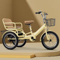 3 Wheels Bicycle,Rickshaw Tricycle with Pedals,Tandem Trike with Back seat,seat with Belt and armrest,Front and Rear Wheel Brakes,Outdoor Cruiser Bike,Pneumatic tire Spoke Wheels