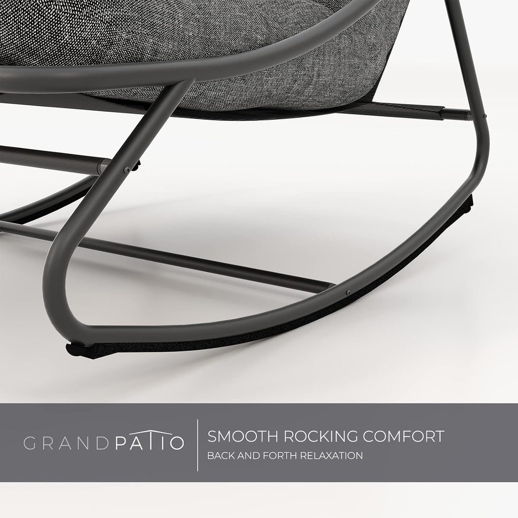 Grand patio Outdoor Rocking Chair, Padded Cushion Recliner Rocker for Front Porch Sunroom Patio Backyard, Comfy Lounge Rocking Chair for Napping Relaxing, Grey