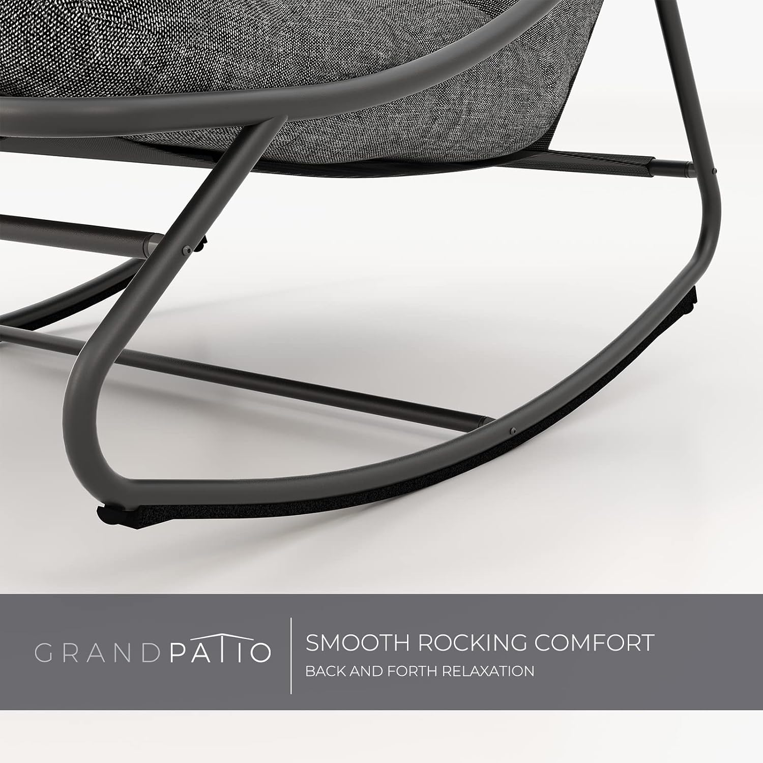 Grand patio Outdoor Rocking Chair, Padded Cushion Recliner Rocker for Front Porch Sunroom Patio Backyard, Comfy Lounge Rocking Chair for Napping Relaxing, Grey
