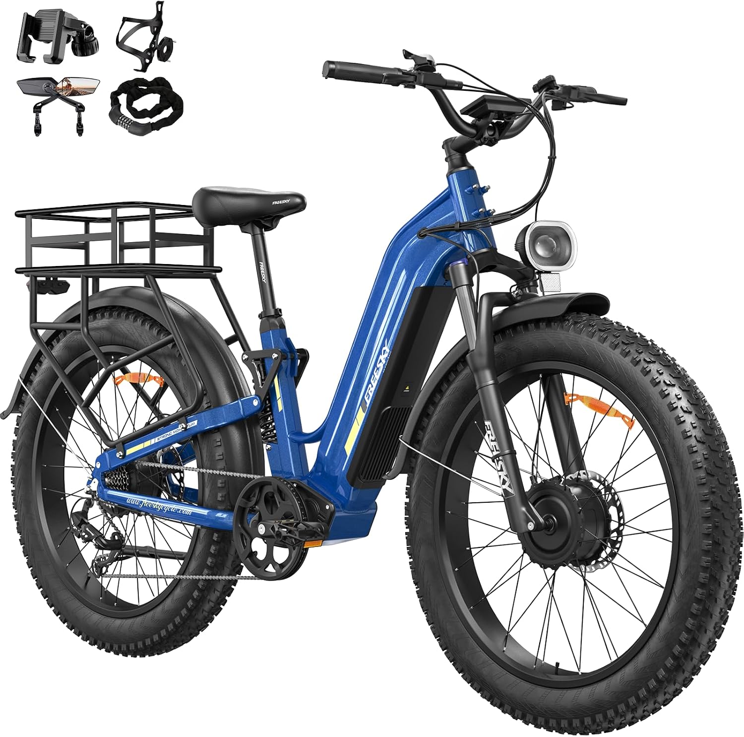 FREESKY Ranger AIR Dual Motor Electric Bike for Adults, 3500W 200NM Fast Ebike,105Miles Long Range E Bike,Full Suspension Electric Mountain Bike, 26'' Fat Tire Electric Bicycle for Man Womens Hunters